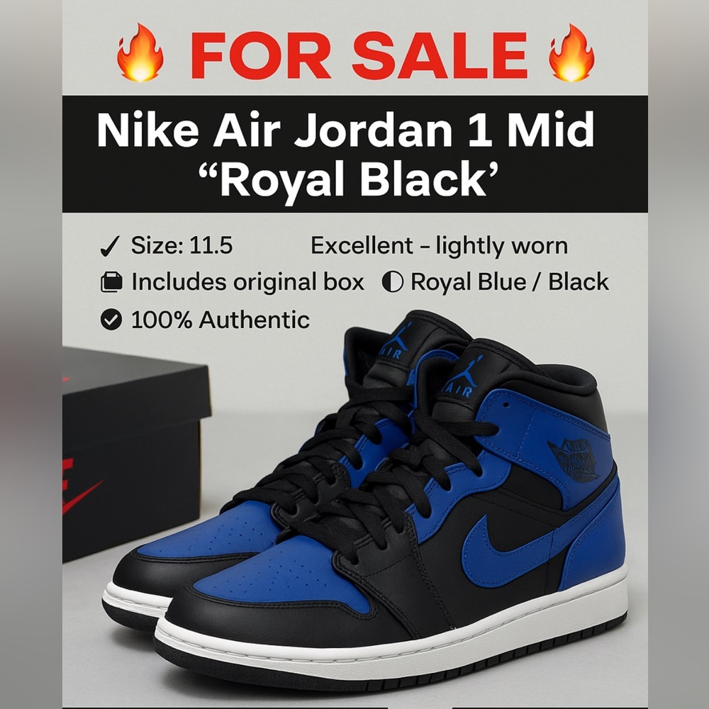 Men's Black and Royal Blue Jordans
